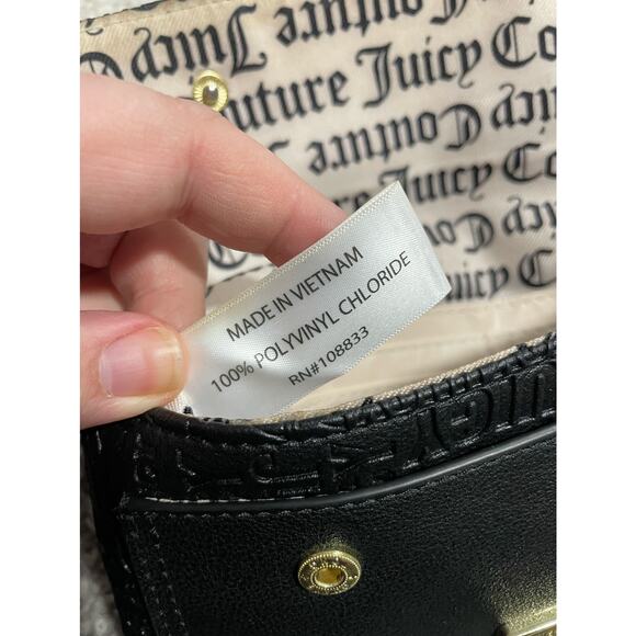 Y2k Juicy Couture Women's Small Crossbody Purse Wallet Bag Black - Picture 14 of 14